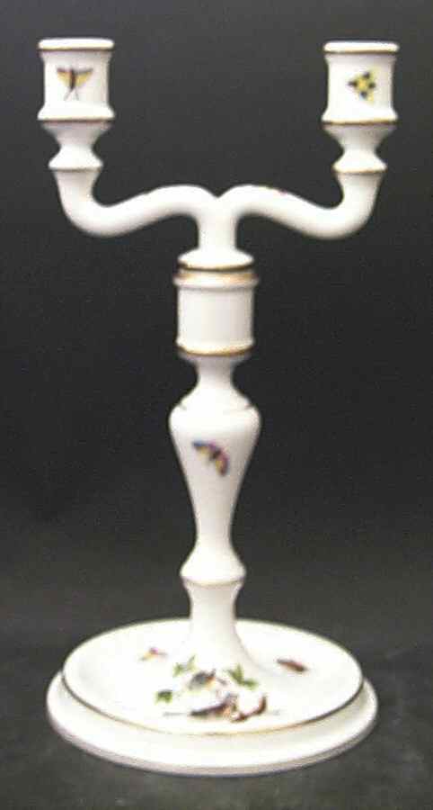 Rothschild Bird (RO) 10" Double Light Candlestick(Uses a Candle Arm) by Herend-1