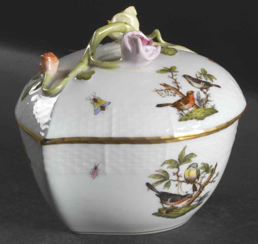 Rothschild Bird (RO) Heart Shape Box & Lid by Herend-1