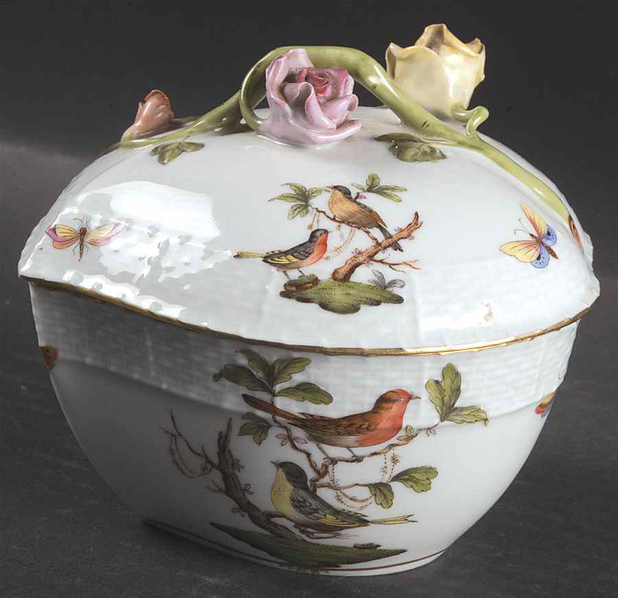 Rothschild Bird (RO) Heart Shape Box & Lid by Herend-1