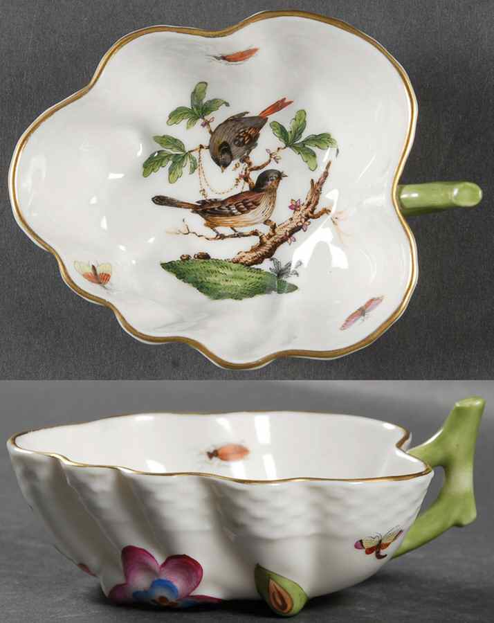 Rothschild Bird (RO) 4" Leaf Dish by Herend-1