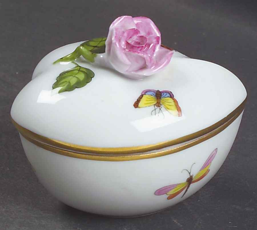 Rothschild Bird (RO) 3" Heart Shape Box & Lid by Herend-1