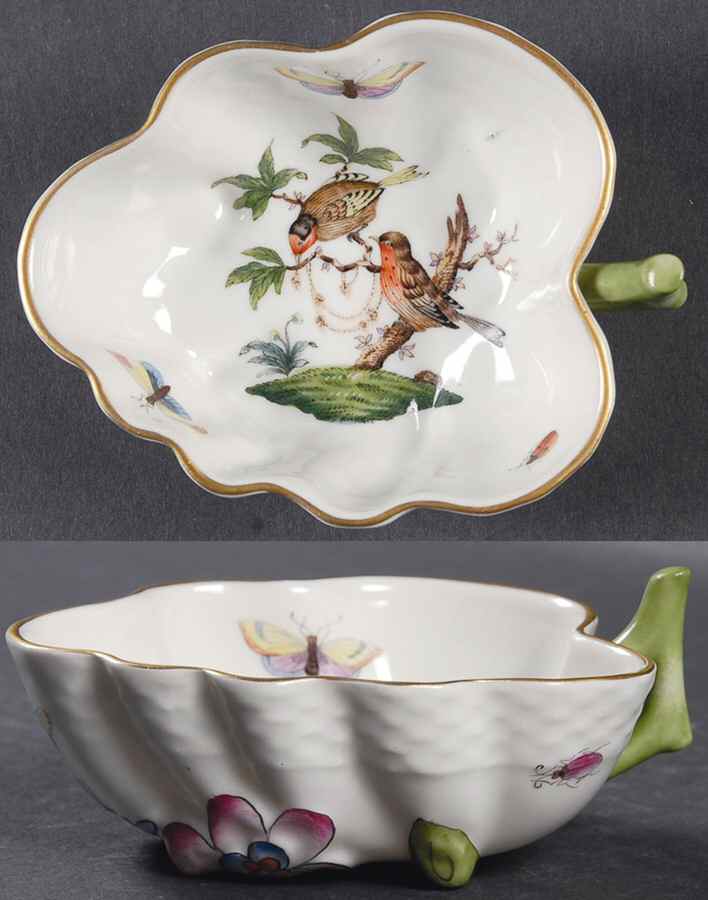 Rothschild Bird (RO) 4" Leaf Dish by Herend-1