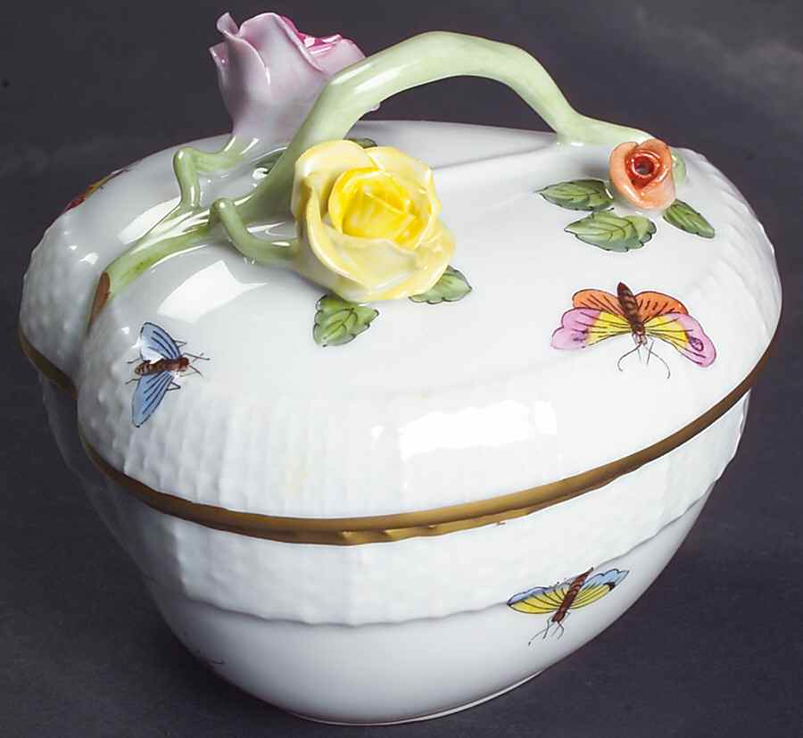 Rothschild Bird (RO) 3" Heart Shape Box & Lid by Herend-1