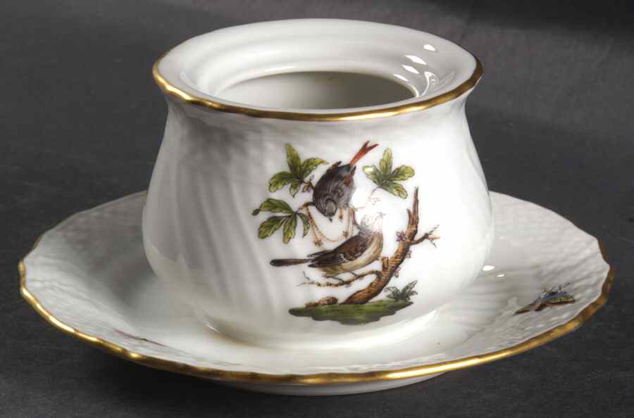 Rothschild Bird (RO) Ink Pot with Attached Tray, No Lid by Herend-1