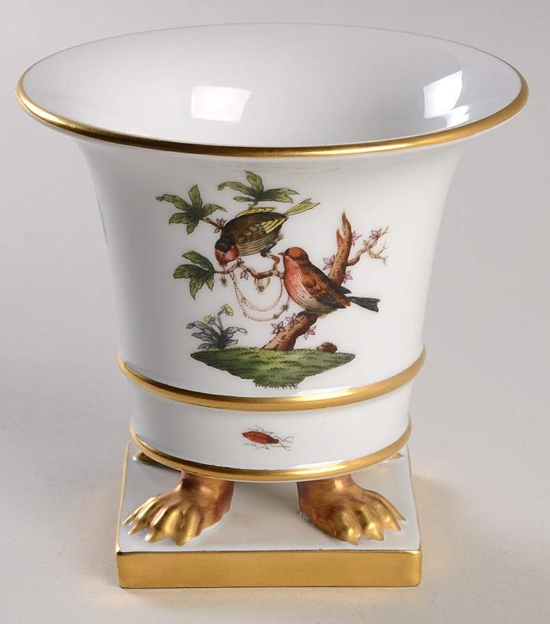 Rothschild Bird (RO) 4" Claw Footed Vase by Herend-1