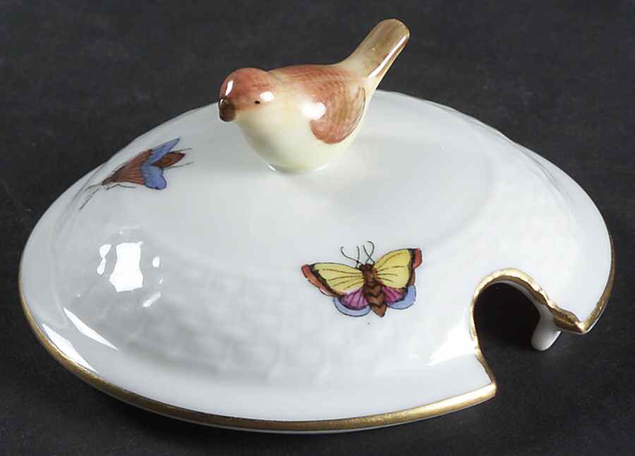 Rothschild Bird (RO) Lid for Jam/Jelly w/Attached Underplate by Herend-1