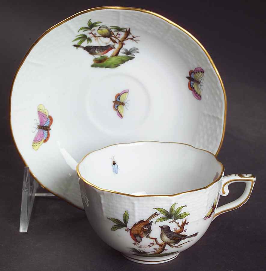 Rothschild Bird (RO) Flat Demitasse Cup & Saucer Set by Herend-1
