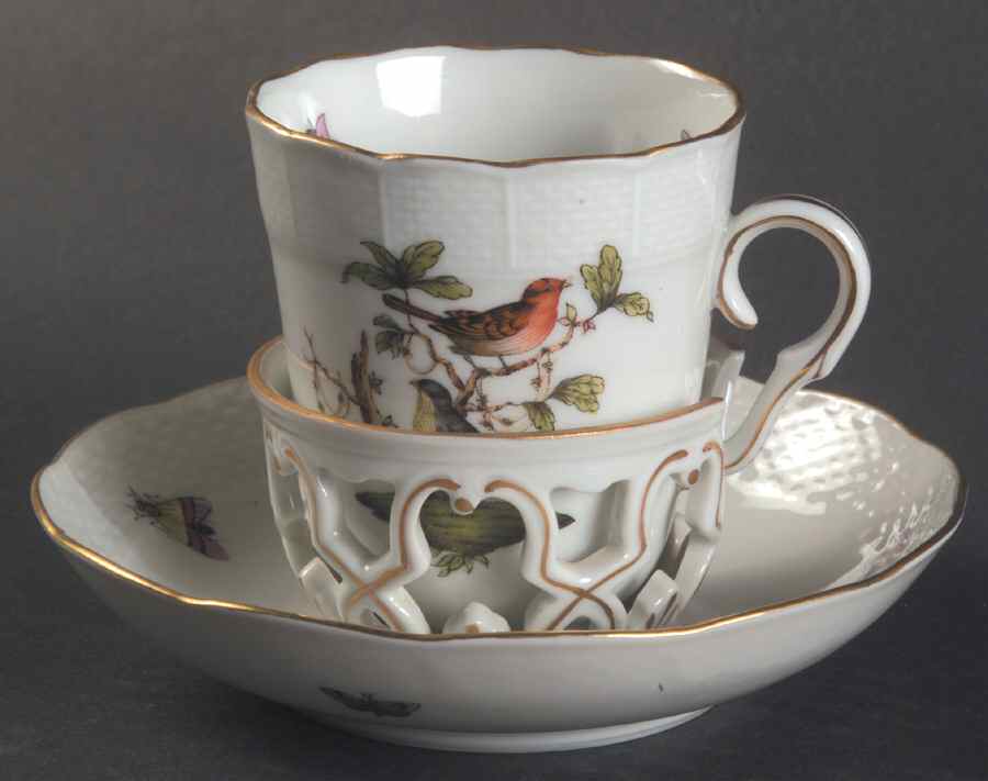 Rothschild Bird (RO) Trembleuse Cup & Saucer Set by Herend-1