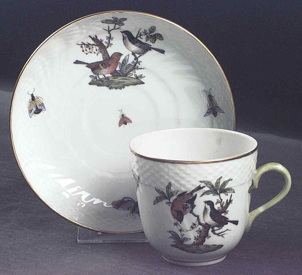 Rothschild Bird (RO) Flat Demitasse Cup & Saucer Set by Herend-1