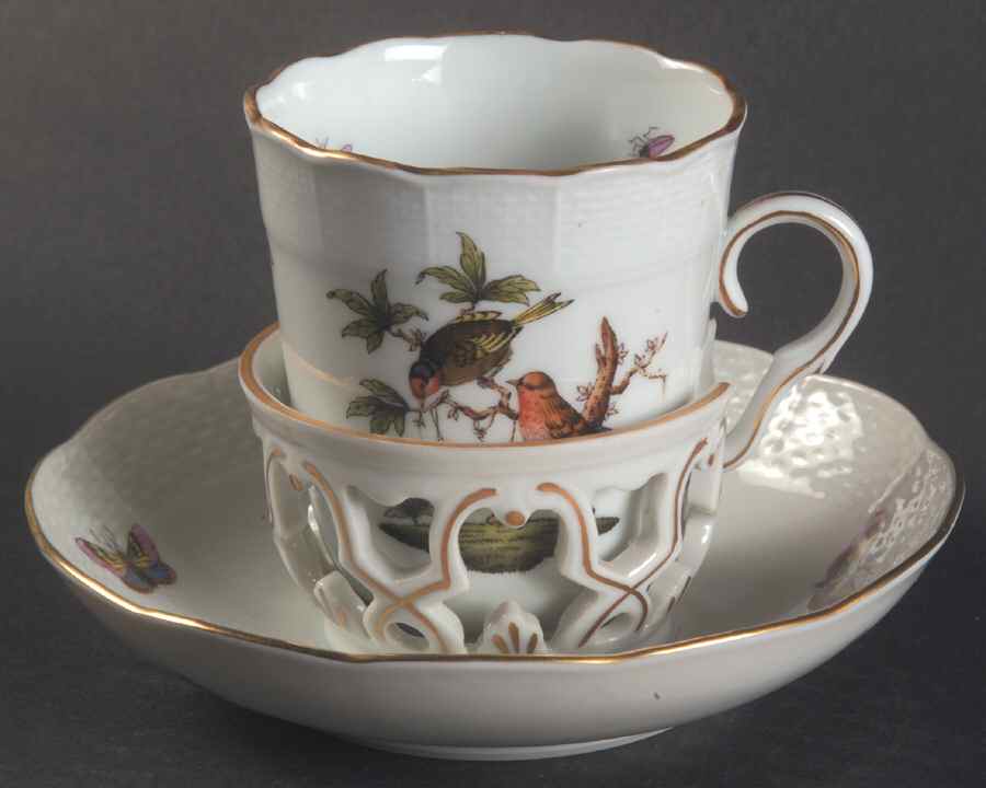 Rothschild Bird (RO) Trembleuse Cup & Saucer Set by Herend-1