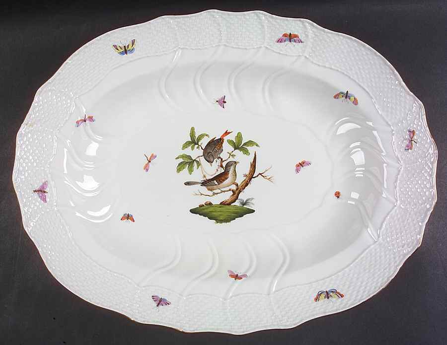 Rothschild Bird (RO) 16" Oval Serving Platter by Herend-1