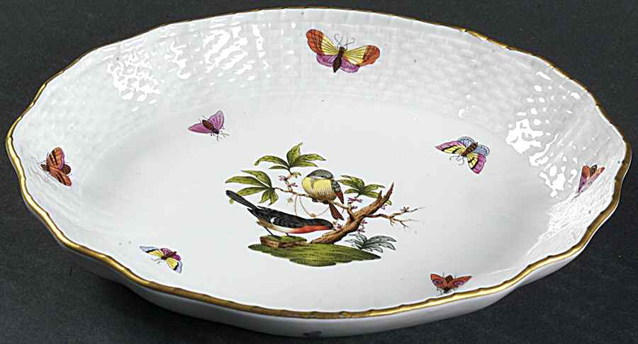 Rothschild Bird (RO) 8" Oval Vegetable Bowl by Herend-1