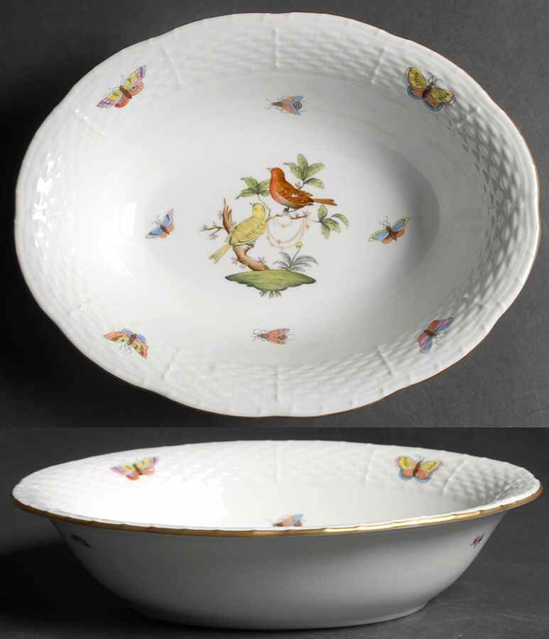 Rothschild Bird (RO) 10" Oval Vegetable Bowl by Herend-1
