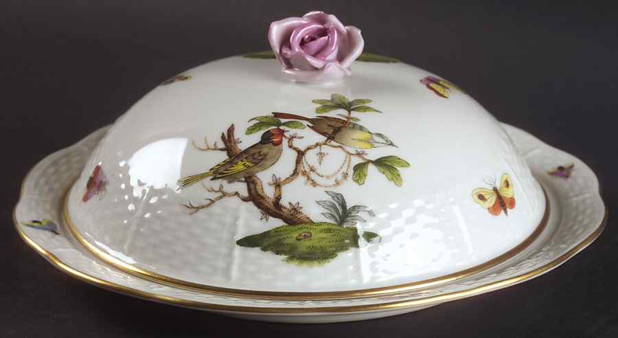 Rothschild Bird (RO) Muffin Dish & Lid by Herend-1