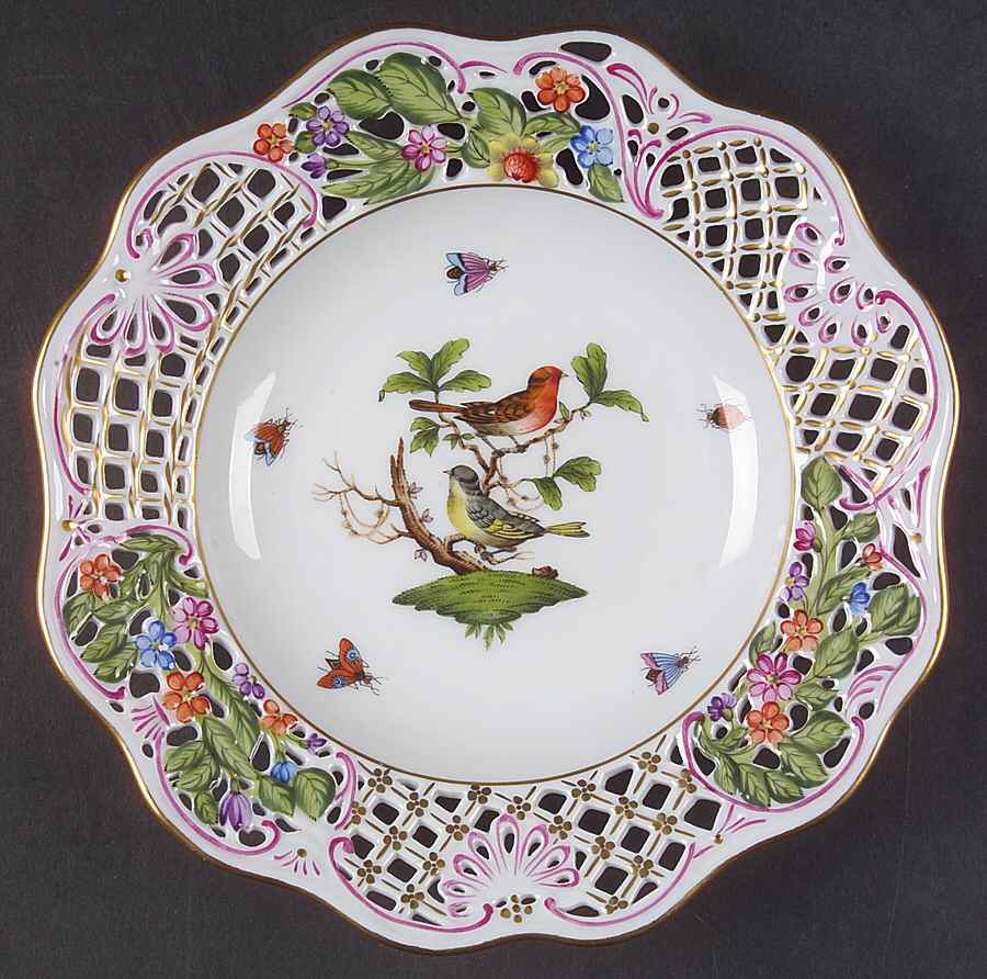 Rothschild Bird (RO) 8" Pierced Plate by Herend-1