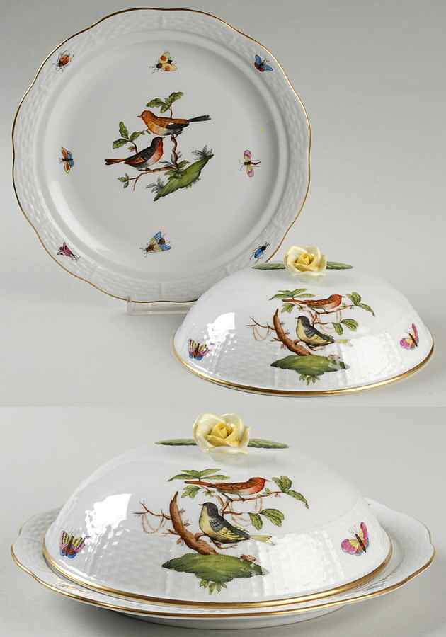 Rothschild Bird (RO) Muffin Dish & Lid by Herend-1