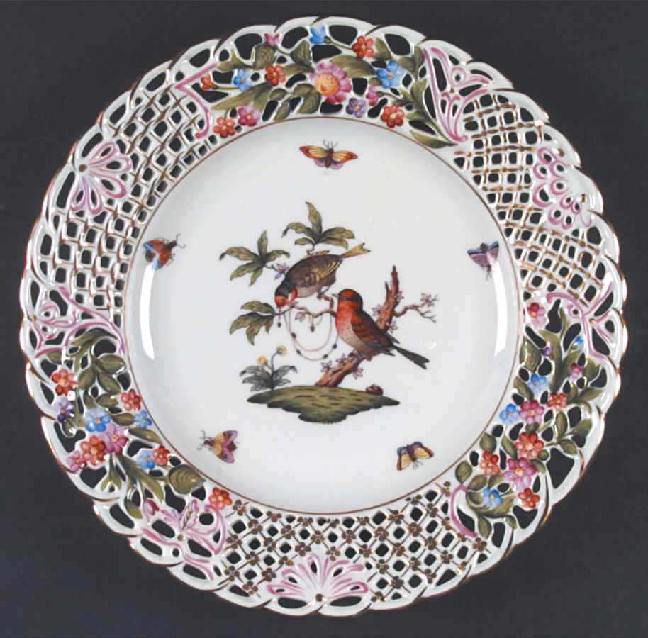 Rothschild Bird (RO) 9" Pierced Plate by Herend-1