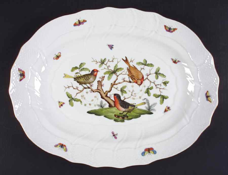 Rothschild Bird (RO) 16" Oval Serving Platter by Herend-1