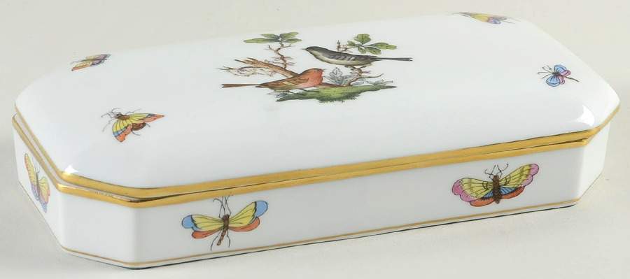 Rothschild Bird (RO) Oblong Box & Lid by Herend-1