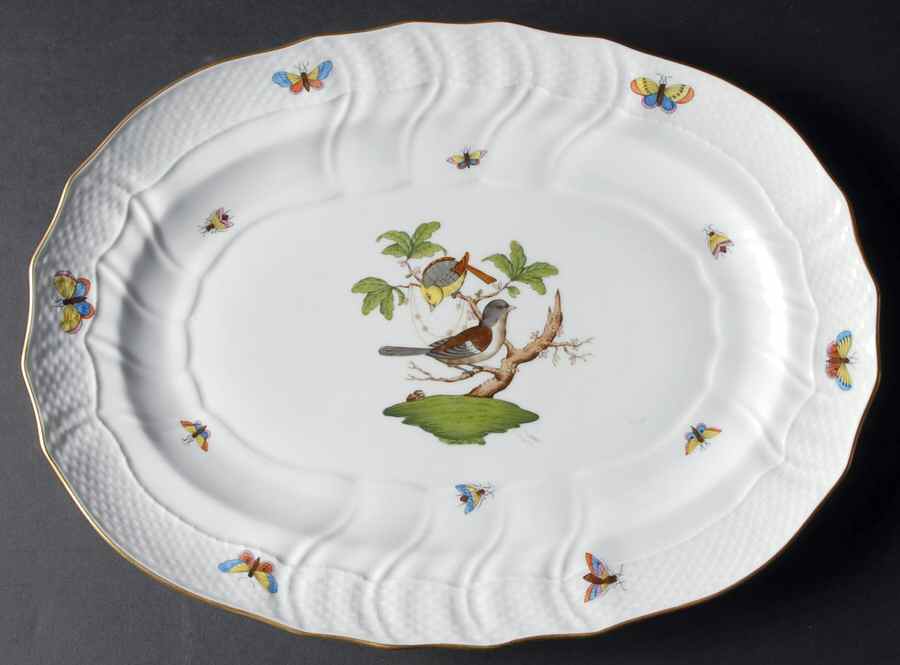 Rothschild Bird (RO) 15" Oval Serving Platter by Herend-1