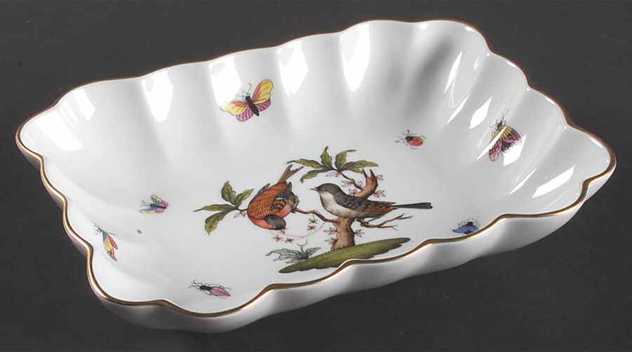 Rothschild Bird (RO) 7" Rectangular Nut Dish by Herend-1