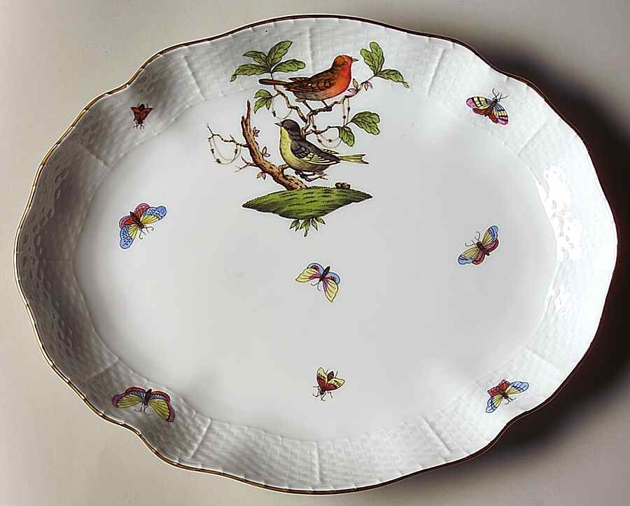 Rothschild Bird (RO) 10" Oval Dish by Herend-1