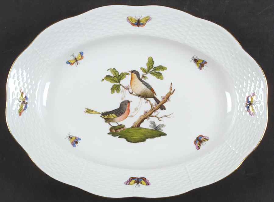 Rothschild Bird (RO) 12" Oval Serving Platter by Herend-1