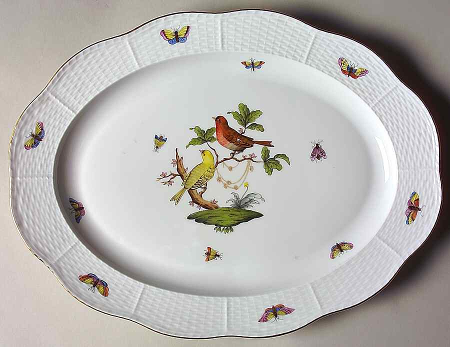 Rothschild Bird (RO) 14" Oval Serving Platter by Herend-1