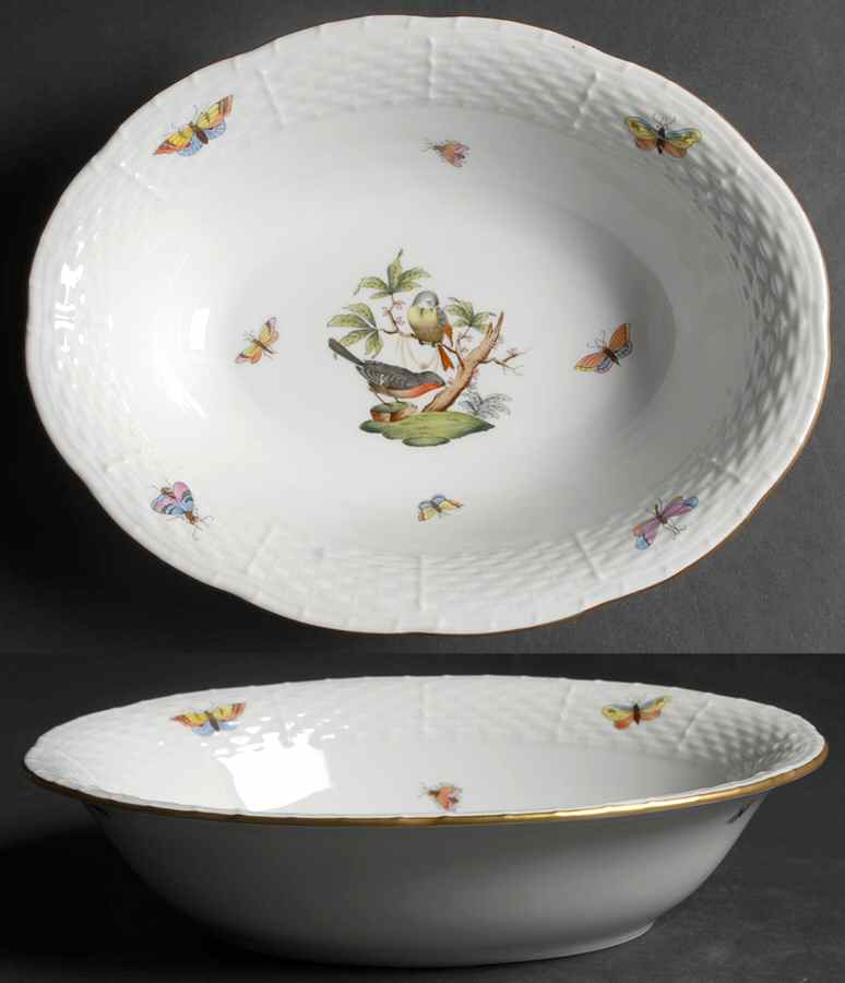 Rothschild Bird (RO) 10" Oval Vegetable Bowl by Herend-1