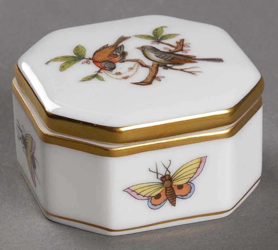 Rothschild Bird (RO) Octagonal Box & Lid 2" by Herend-1