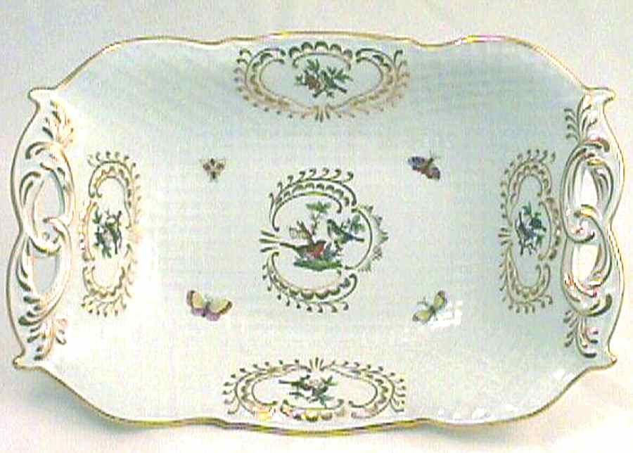 Rothschild Bird (RO) 12" Handled Rectangular Bowl by Herend-1