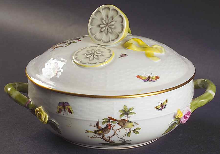 Rothschild Bird (RO) Small Round Covered Vegetable by Herend-1