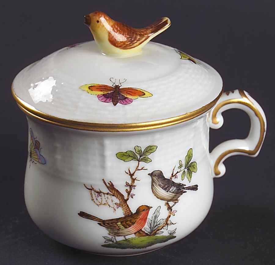 Rothschild Bird (RO) Pot de Creme (2 Pc)-Lid & Base by Herend-1