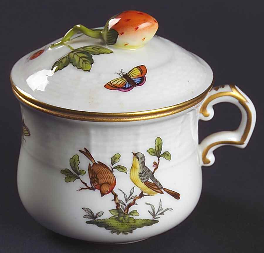 Rothschild Bird (RO) Pot de Creme (2 Pc)-Lid & Base by Herend-1