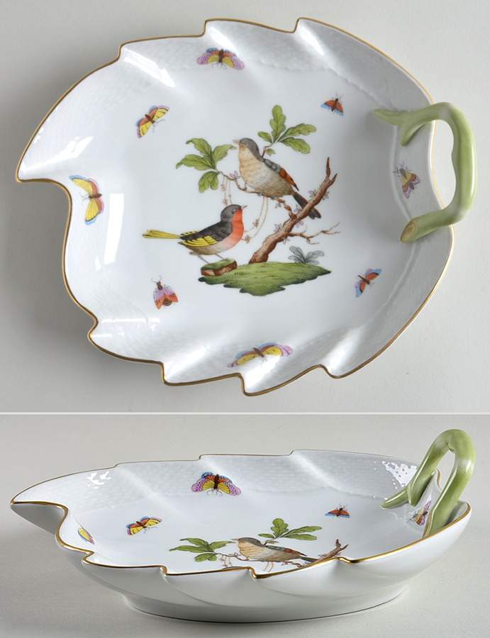 Rothschild Bird (RO) 9" Leaf Dish by Herend-1