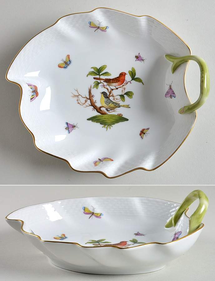 Rothschild Bird (RO) 8" Leaf Dish by Herend-1
