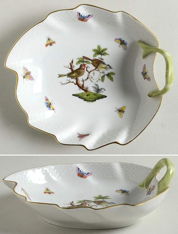 Rothschild Bird (RO) 8" Leaf Dish by Herend-1