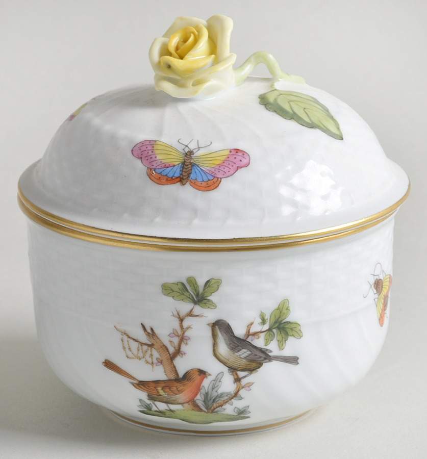 Rothschild Bird (RO) Mini Sugar Bowl & Lid by Herend-1