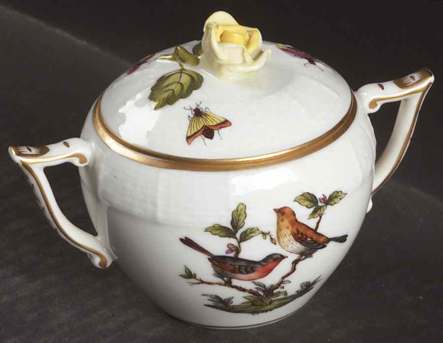 Rothschild Bird (RO) Sugar Bowl & Lid by Herend-1