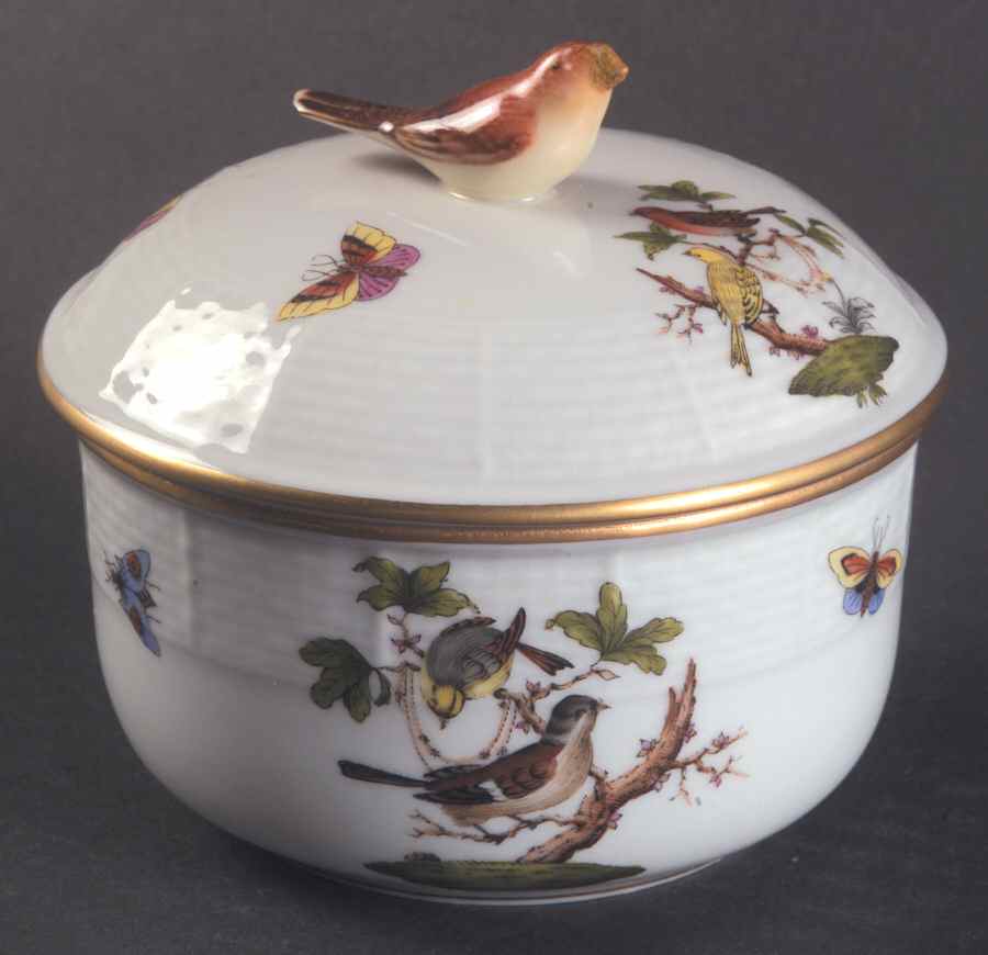 Rothschild Bird (RO) Sugar Bowl & Lid by Herend-1