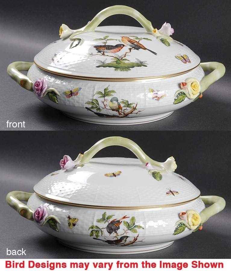 Rothschild Bird (RO) Shallow Round Covered Vegetable by Herend-1