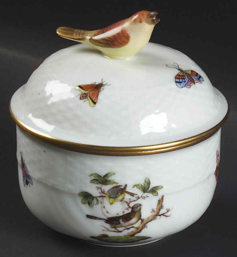 Rothschild Bird (RO) Mini Sugar Bowl & Lid by Herend-1