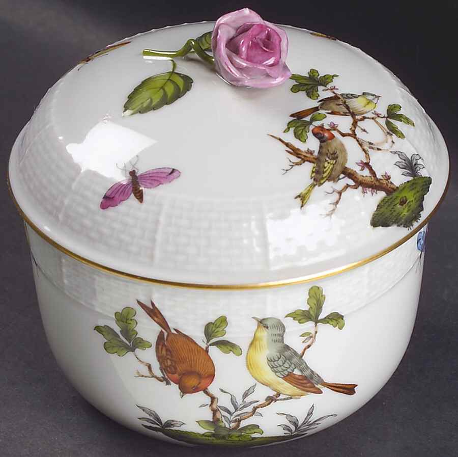 Rothschild Bird (RO) Oversized Sugar Bowl & Lid by Herend-1