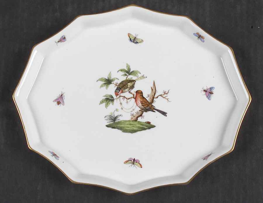 Rothschild Bird (RO) 9" Scalloped Tray by Herend-1