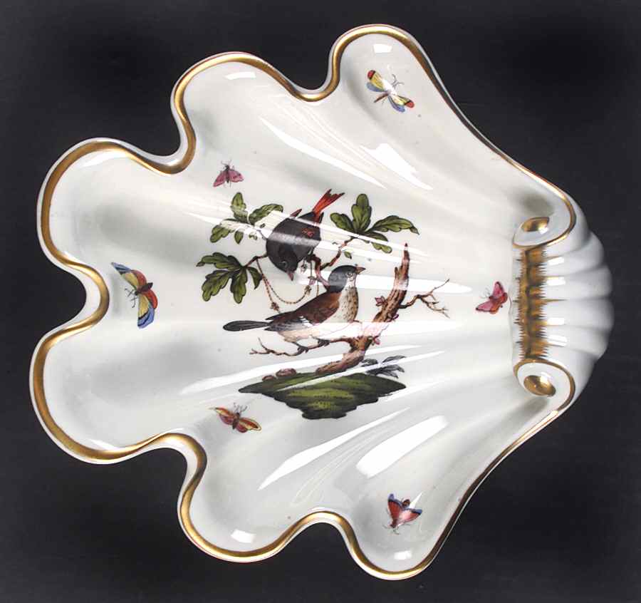 Rothschild Bird (RO) 9" Shell Shaped Dish by Herend-1