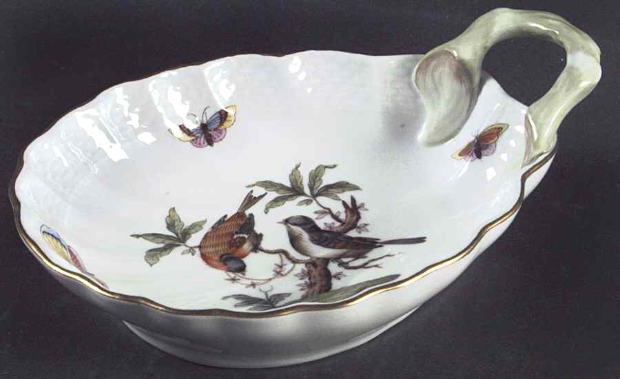 Rothschild Bird (RO) 6" Handled Shell Shaped Dish by Herend-1