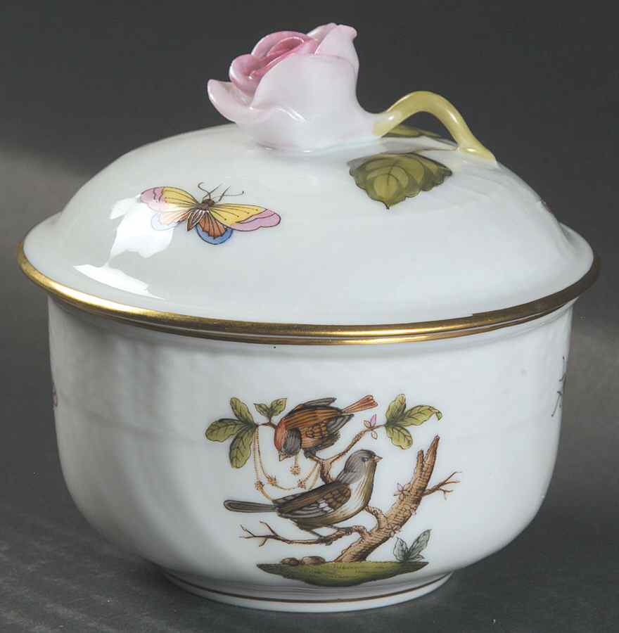 Rothschild Bird (RO) Mini Sugar Bowl & Lid by Herend-1