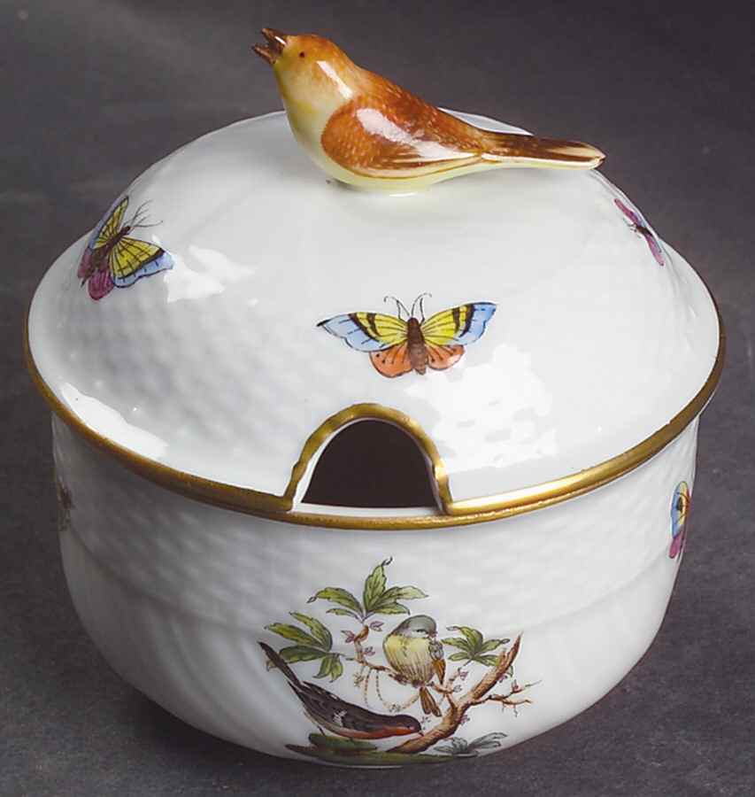 Rothschild Bird (RO) Sugar Bowl & Lid by Herend-1