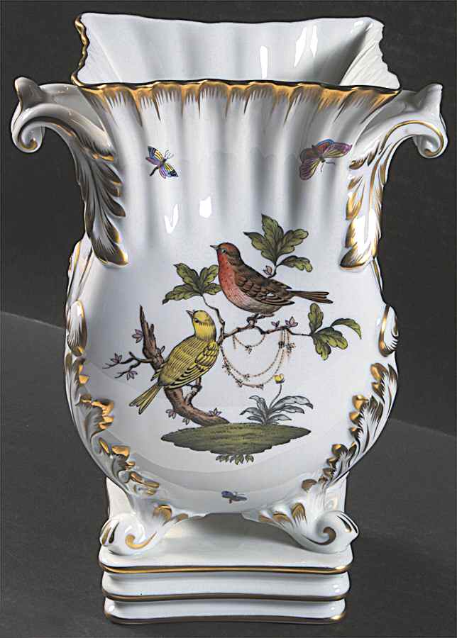 Rothschild Bird (RO) 10" Footed Vase by Herend-1