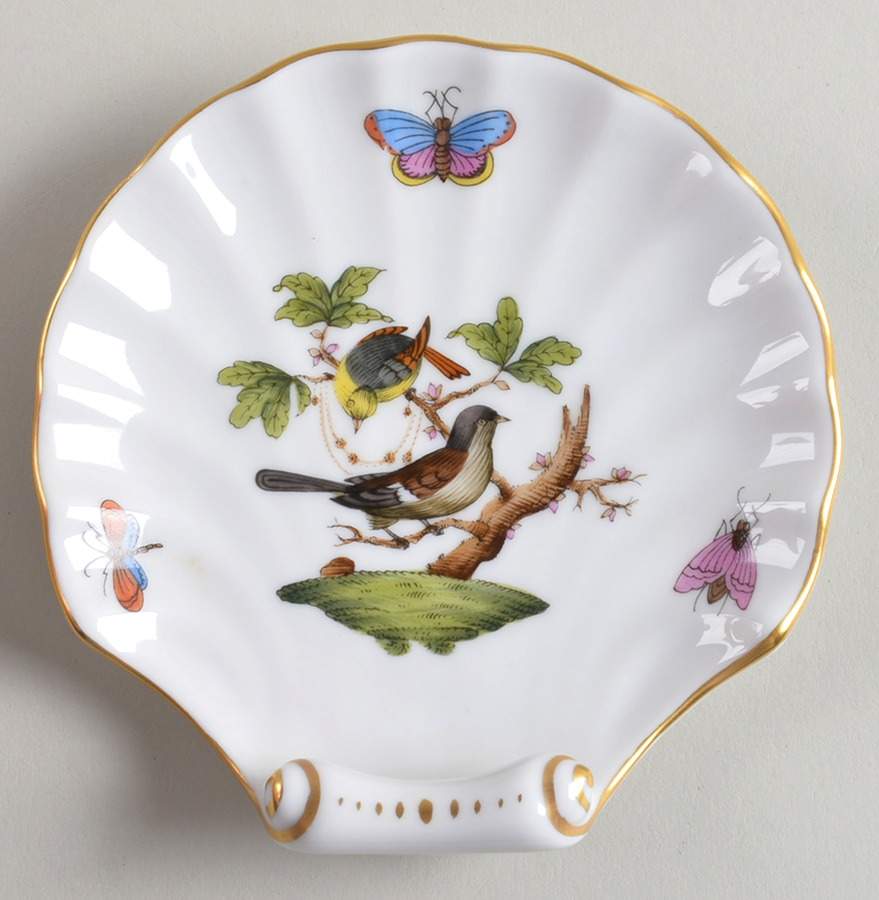 Rothschild Bird (RO) 4" Shell Shaped Dish by Herend-1